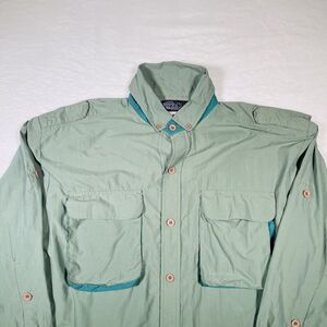 Early‎ Winters Vintage 80s Men's Large Nylon Long Sleeve Button Fishing Shirt